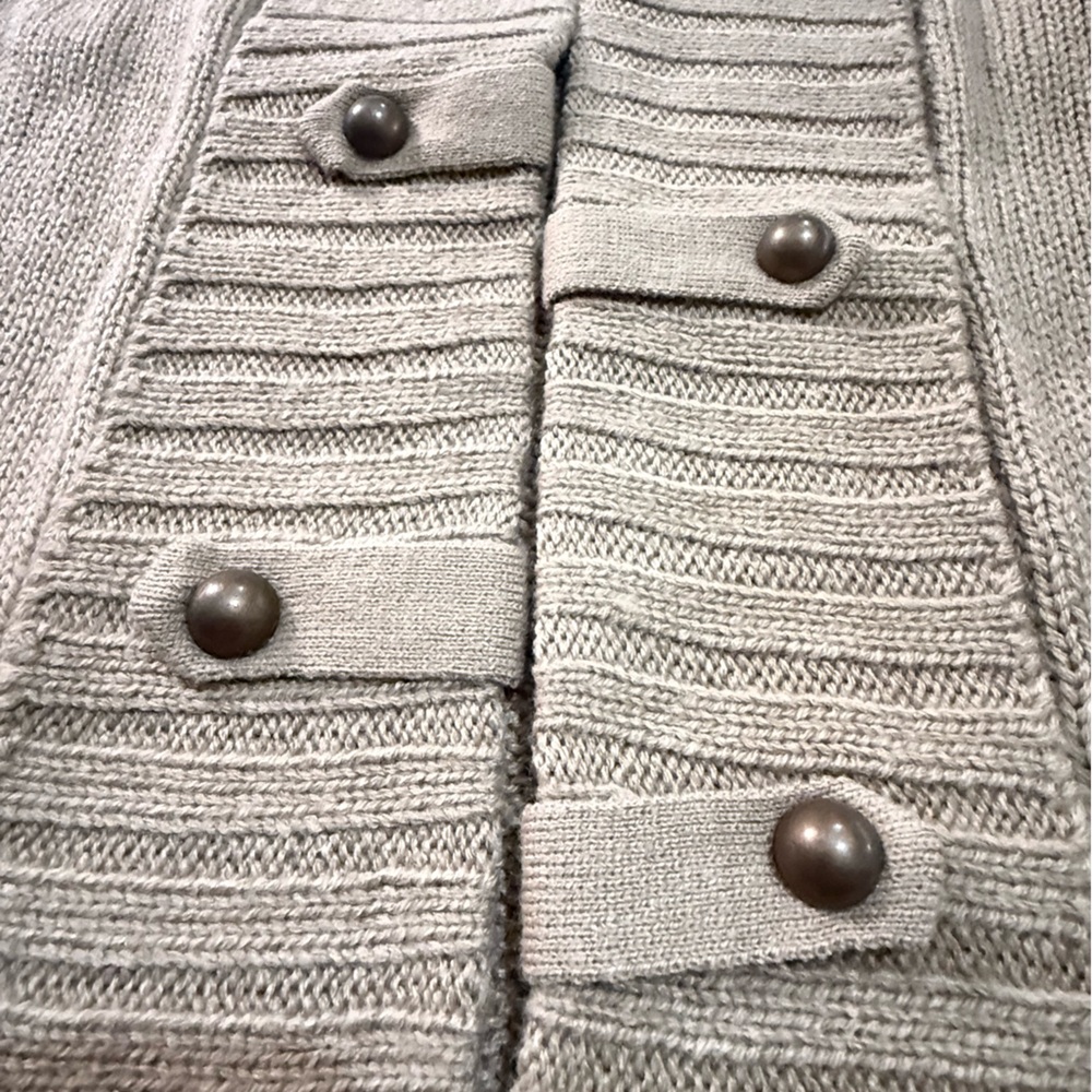 VENUS Long Camel Button-Front Ribbed Cardigan - Picture 7 of 12